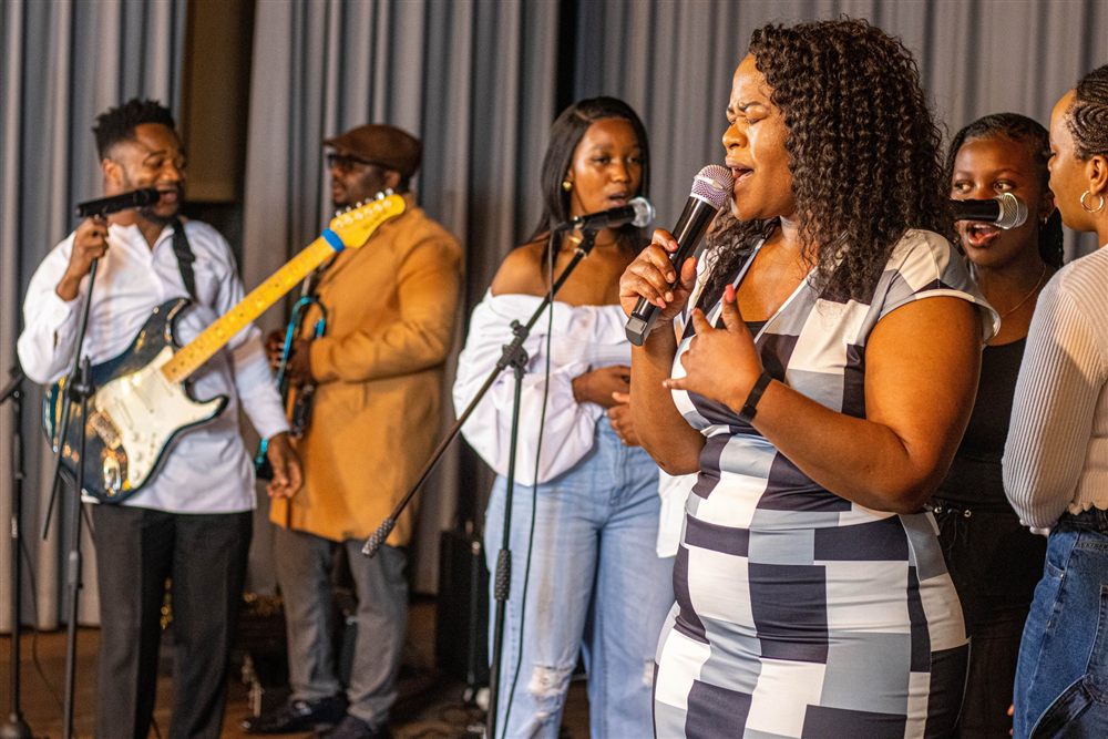 Praise team worshipping